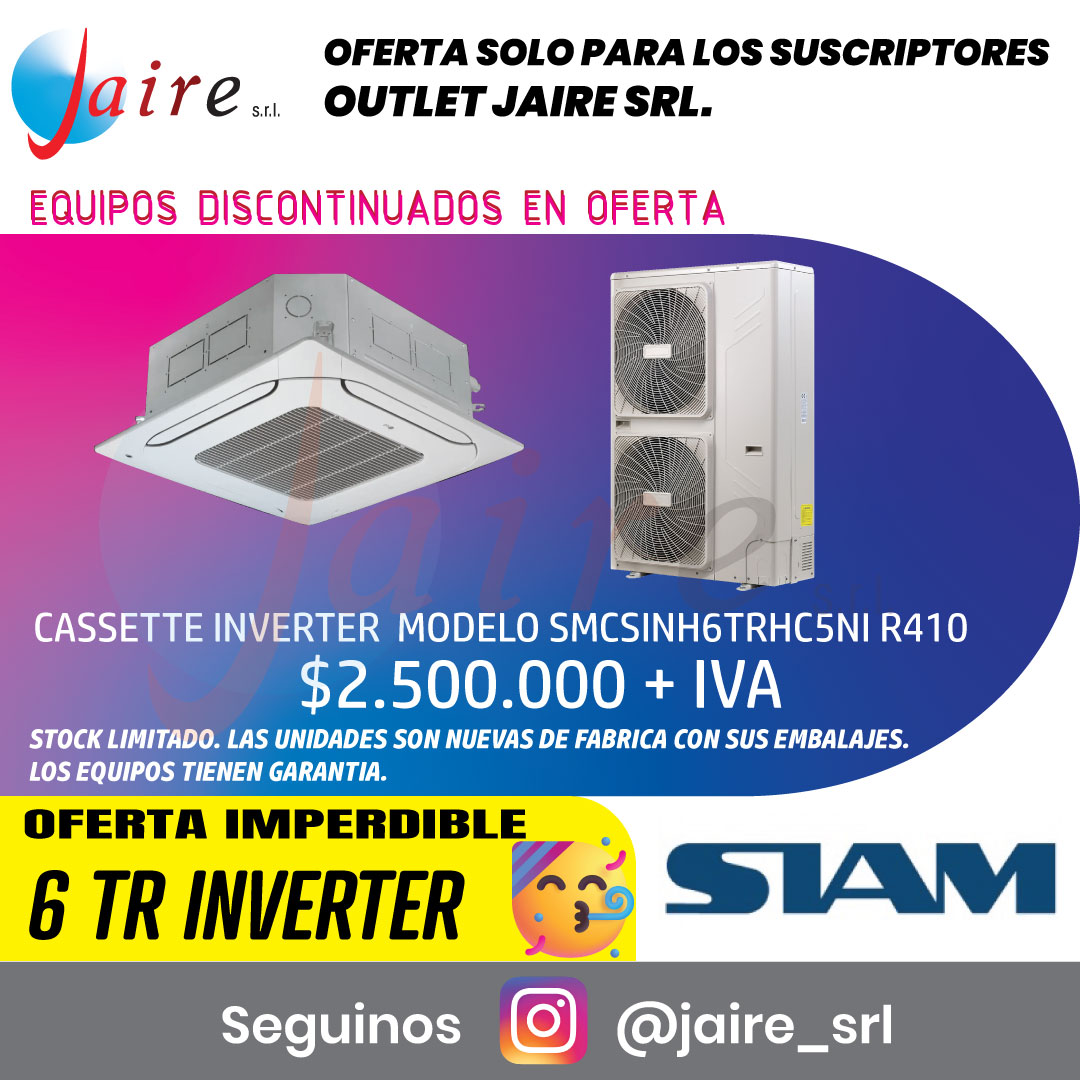 CASSETTE SIAM 18.000 FRIG/HR F/C INVERTER