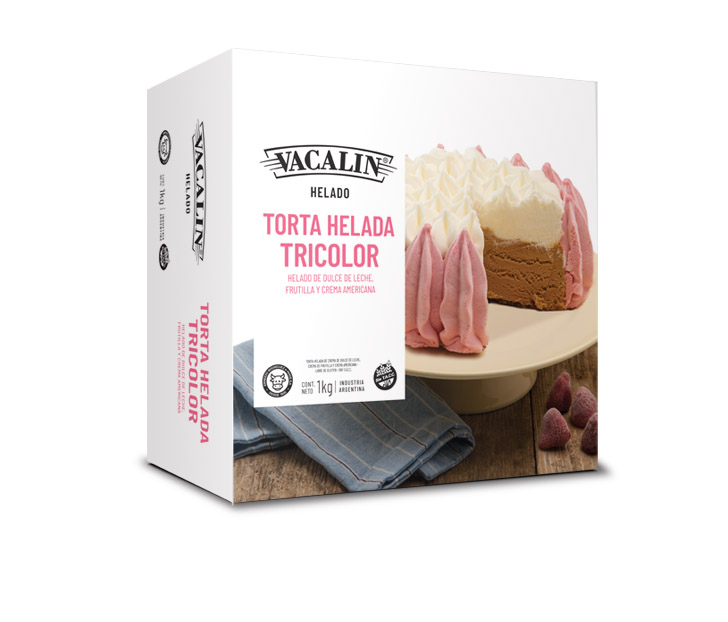 Torta Helada Frutilla Americana Dulce de Leche VACALIN 1000g SIN TACC