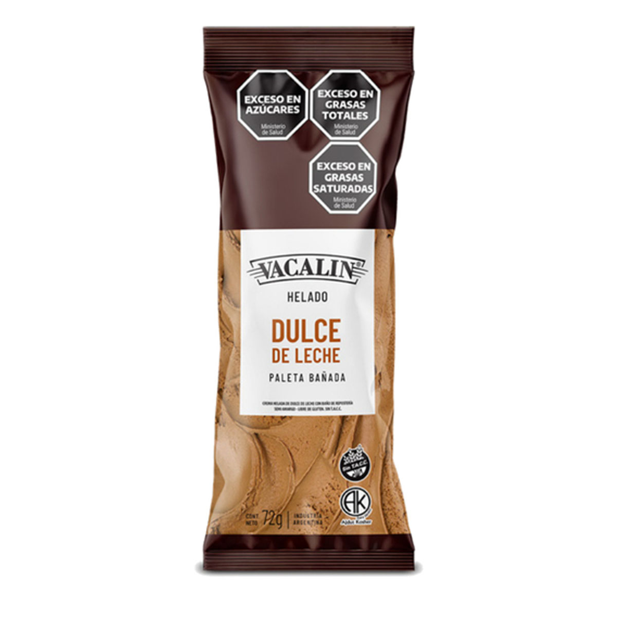 Paleta Dulce de Leche bañada con Chocolate Vacalin 72 gramos