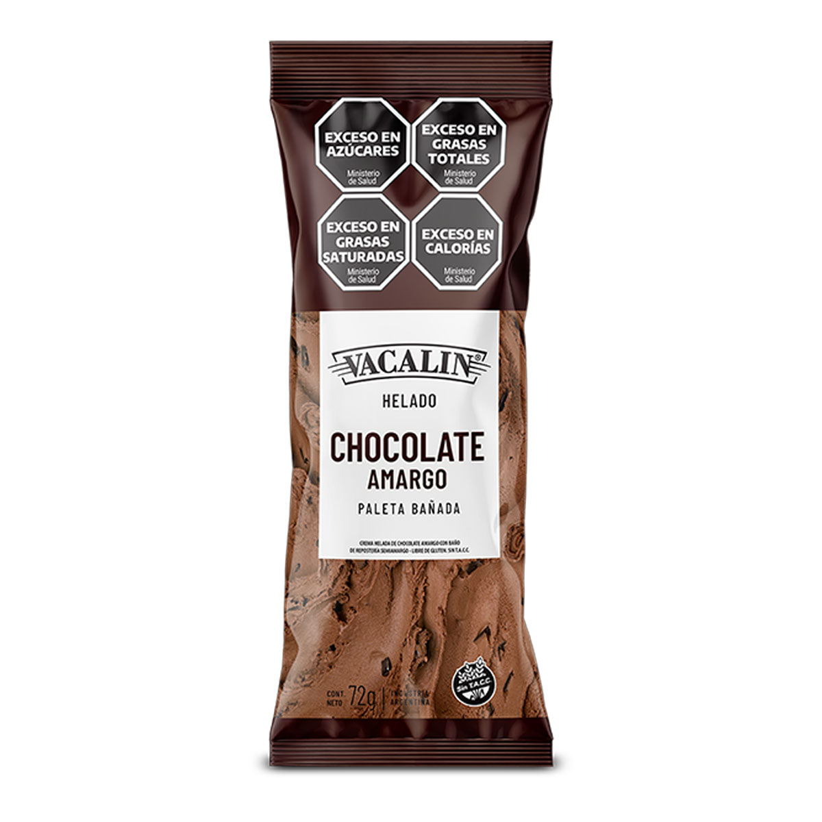 Paleta Chocolate Amargo bañada en Chocolate Vacalin 72 gramos