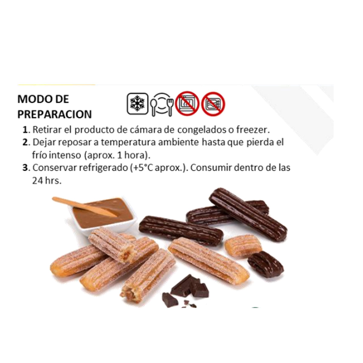 Churros Bañados Chocolate Rellenos Dulce de Leche EL SOL DE GALICIA 12 unidades