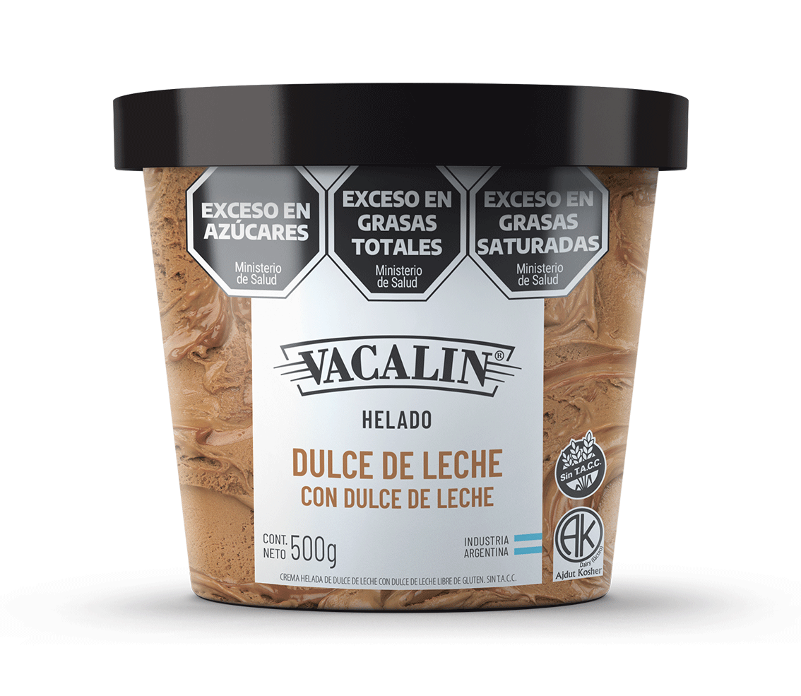 Helado VACALIN 500g Dulce de Leche con Dulce de Leche SIN TACC