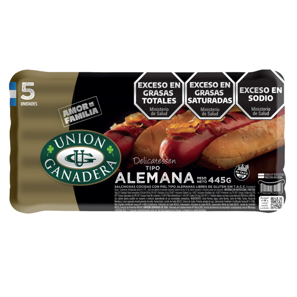 5 Salchichas Alemanas UNION GANADERA  445g