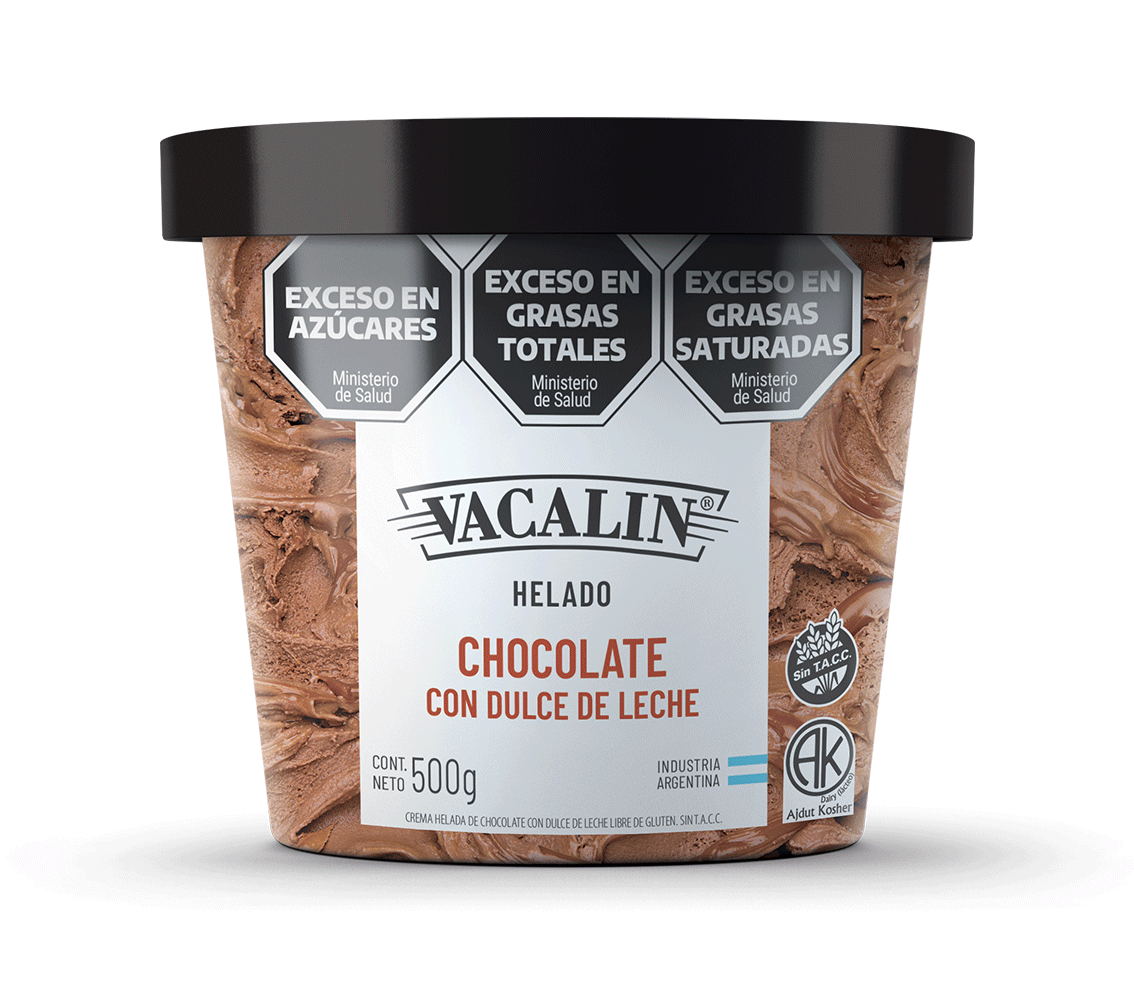 Helado VACALIN 500g Chocolate con Dulce de Leche SIN TACC