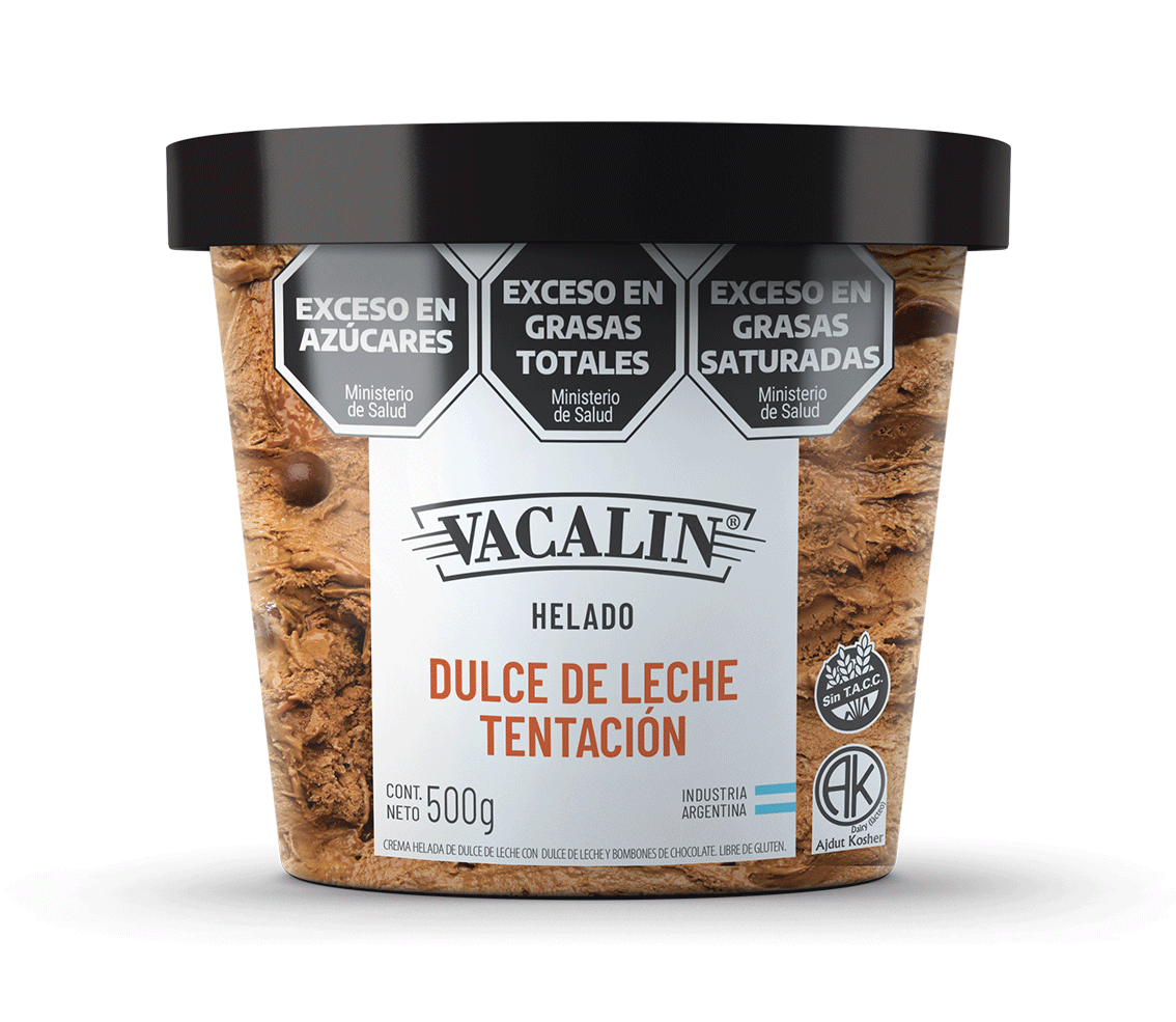 Helado VACALIN 500g Dulce de Leche Tentacion SIN TACC