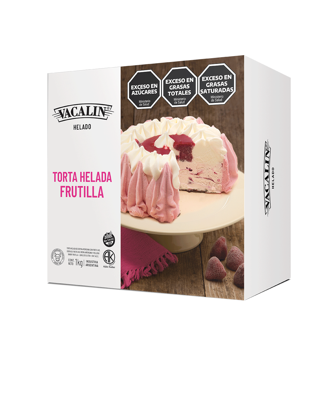 Torta Helada VACALIN 1000g Frutilla SIN TACC