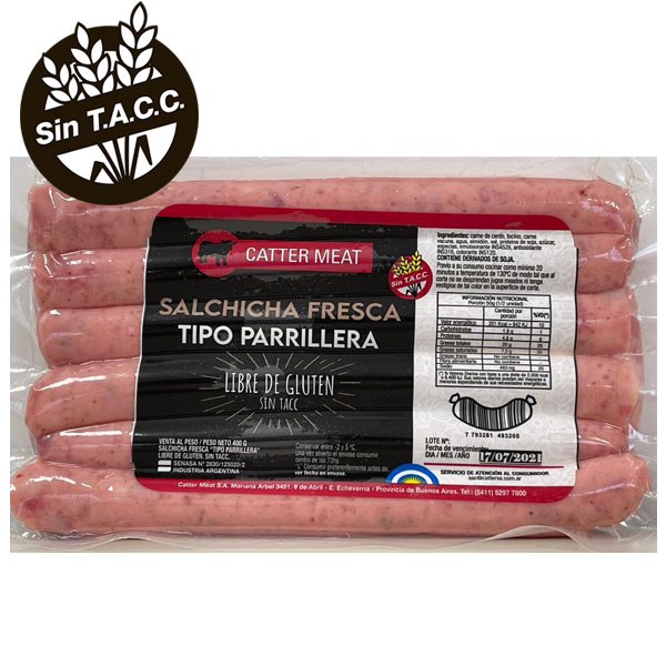 Salchicha Parrillera Congelada CATTER MEAT sin TACC de 400g