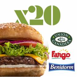 20 Hamburguesas UNIÓN GANADERA 140g + FARGO + Aderezo